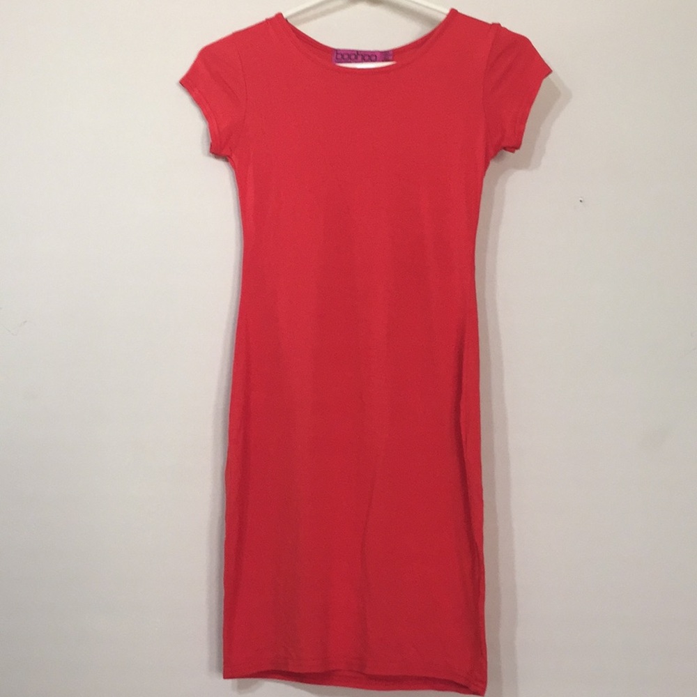 Boohoo Red Mini Bodycon T-Shirt Dress
